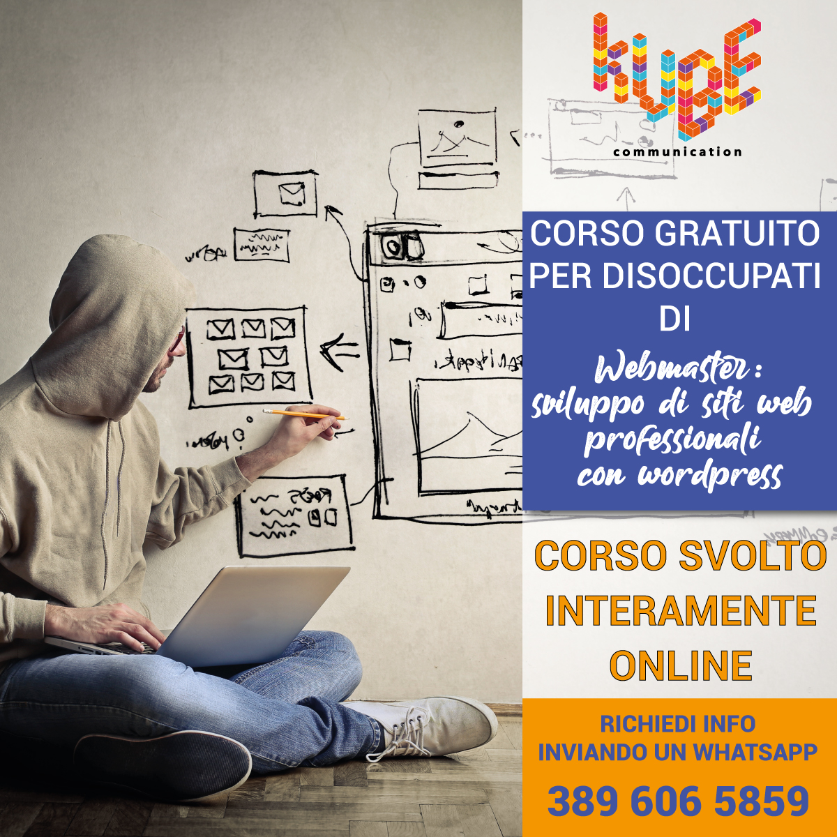 CORSO GRATUITO ONLINE WEBMASTER: SVILUPPO DI SITI WEB PROFESSIONALI CON  WORDPRESS (START 28.09.2023) - Kube Communication